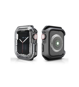 Apple Watch 7 45mm Uyumlu Zore Watch Gard 08 Sert PC + Silikon Koruyucu (Füme)