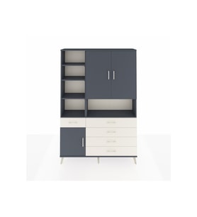 Arges Dolap 8 Raflı 5 Çekmeceli 3 Kapaklı 132x30x195 Antrasit-Antrasit/Aytaşı