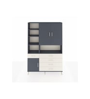 Arges Dolap 8 Raflı 5 Çekmeceli 3 Kapaklı 132x30x195 Antrasit-Antrasit/Aytaşı