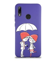 Huawei P Smart 2019 Uyumlu Lansman Kılıf Aşk Tasarımlı İçi Kadife Kapak-Mor (Şeffaf)