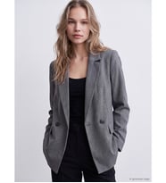 LCW Vision Gri Kruvaze Yaka Kadın Blazer Ceket