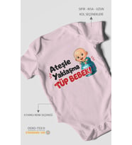 Ateşle yaklaşma tüp bebek Kısa Kollu Bebek Body %100 Pamuk