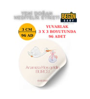 3 CM 4 CM 5CM 6 CM YENİ DOĞAN BEBEK HEDİYELİK ETİKETİ İSİM TARİH YAZILABİLİR YUVARLAK ETİKET 011