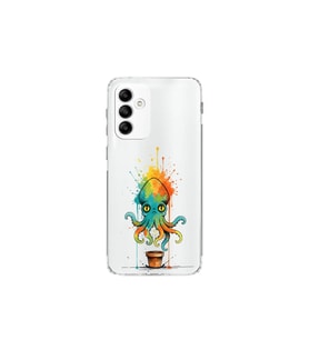 Samsung Galaxy M13 ile uyumlu Splash ahtapot tasarımlı şeffaf silikon kılıf