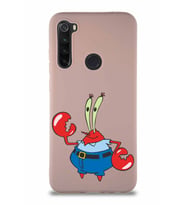 Xiaomi Redmi Note 8 Soft Premier Kapak Bay Yengeç Tasarımlı Silikon Kılıf - Pudra (Şeffaf)