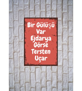 Bir Gülüşü Var Ejderya Görse Ters Uçar Tasarımlı Retro Poster