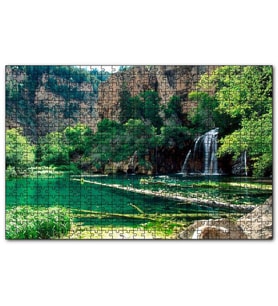 Cakapuzzle Kayalıklar Şelale Göl Manzarası Puzzle Yapboz MDF (Ahşap) (120 Parça)