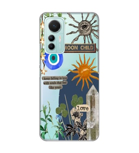 Xiaomi Mi 12 Lite Uyumlu Moon Child Desenli Şeffaf Telefon Kılıfı