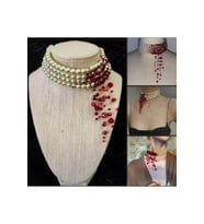 Çok Sıralı İnci Choker Kolye Bordo Boncuklu Tasma Halloween Gothic Vintage Takı