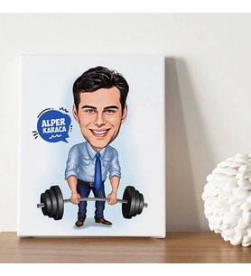 Halter Kaldıran Erkek Karikatürlü Kanvas Tablo