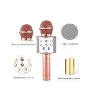 Karaoke Mikrofon Aux Usb Ve Sd Kart Girişli Bluetooth Mikrofon Rose Gold