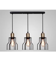 MYLİGHTS RETRO RUSTİK ÜÇLÜ MASA ÜSTÜ AVİZE  EN  60 CM KAFES SARKIT (Siyah)