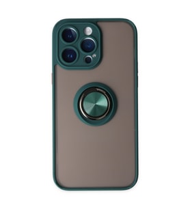 Iphone 14 Pro Max Kılıf Montreal Yüzüklü Silikon Kapak - Yeşil