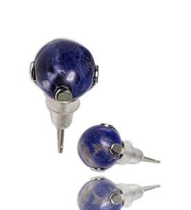 Sertifikalı Doğal Lapis Lazuli Taşı Nokta Doğal Taş Küpe (Çok Renkli)