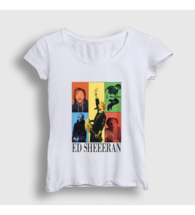 Presmono Kadın Beyaz Poster Müzik Ed Sheeran T-Shirt 486803tt