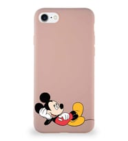 Apple iPhone 7 Soft Premier Kapak Mickey Mouse-F Tasarımlı Silikon Kılıf - Pudra (Şeffaf)