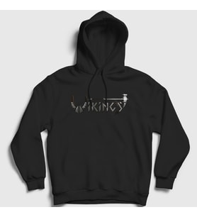 Presmono Unisex Siyah Helmet Vikings Kapüşonlu Sweatshirt 221711tt