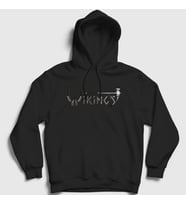 Presmono Unisex Siyah Helmet Vikings Kapüşonlu Sweatshirt 221711tt