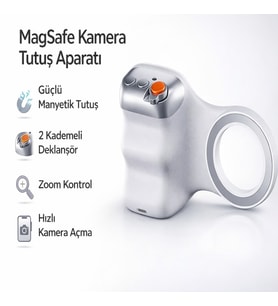 MagSafe Kamera Tutuş Aparatı Manyetik Telefon Tutucu 2 Kademeli Deklanşör Zoom Kontrol Bluetooth Uzaktan Kumandalı