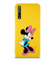 Huawei P Smart S Soft Premier Kapak Minnie Mouse-F Tasarımlı Silikon Kılıf - Sarı (Şeffaf)