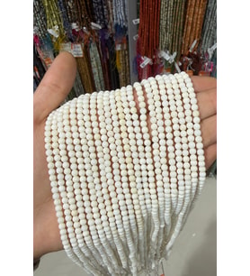 Mercan Taşı -Parlak Beyaz Küre Kesim 4mm Doğal Taş Dizi
