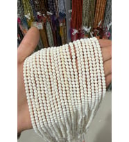 Mercan Taşı -Parlak Beyaz Küre Kesim 4mm Doğal Taş Dizi
