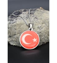 Ay Yıldızlı - Ay Yıldız Kolye Paslanmaz Çelik Zincir 902286