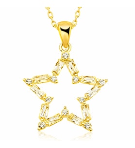 Gümüş Gold Baget Taşlı Yıldız Kadın Kolye