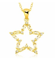 Gümüş Gold Baget Taşlı Yıldız Kadın Kolye