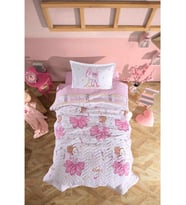 Clasy %100 Pamuk Dört Mevsim Set Tek Kişilik Ballerina V1 Pembe (Çok Renkli)