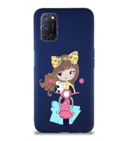 Oppo A92 Soft Premier Kapak Vespagirl Tasarımlı Silikon Kılıf - Lacivert (Şeffaf)