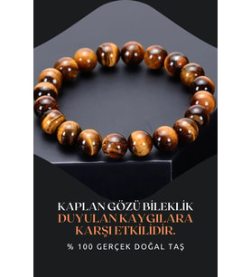 Kaplan Gözü Doğal Taş Bileklik 8 Mm ( Duyulan Kaygılara Karşı Etkilidir ) Aa Kalite