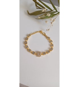 ÇELİK BİLEKLİK KADIN GOLD BAGET TAŞLI ALTIN KAPLAMA  ANTİALERJİK KARARMAZ 17 CM