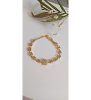 ÇELİK BİLEKLİK KADIN GOLD BAGET TAŞLI ALTIN KAPLAMA  ANTİALERJİK KARARMAZ 17 CM