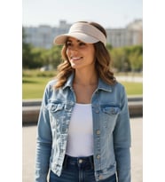Unisex Uv Koruyucu Vizör Kasket Siperlik Tenis Gabardin Şapka Bej