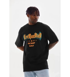 Erkek Baskılı T-Shirt Kısa Kol Bisiklet Yaka Regular Fit Rahat Kalıp Günlük Tişört - Siyah