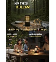 USB + Solar Güneş Enerjili Kamp Lambası Led Kamp Feneri Ayarlanabilir Işık Balkon Dekorasyonu Siyah