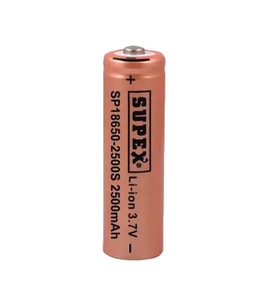 Supex 18650 – 2500S 3.7V 2500 Mah Başlı Li-Ion Pil (Siyah)