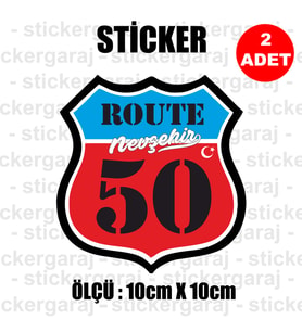 50 nevşehir memleket rota gidiş etiket sticker çıkartma - 2 adet - motosiklet araba otomobil kamyon kamyonet cam uyumlu