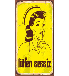 Lütfen Sessiz - Retro Ahşap Poster – Özel Koleksiyon – Hbb