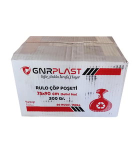 GNR Endüstriyel Battal Çöp Torbası Poşeti - 2 Kat - Siyah - 300 Gr. - 75x90 Cm. -10x20 Rulo / Koli