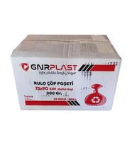 GNR Endüstriyel Battal Çöp Torbası Poşeti - 2 Kat - Siyah - 300 Gr. - 75x90 Cm. -10x20 Rulo / Koli