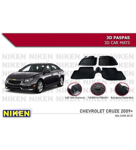 Chevrolet Cruze Havuzlu 3D Paspas Niken Siyah 2009 Sonrası