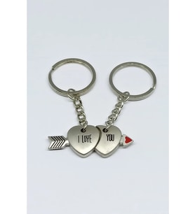 Mıknatıslı Birleşen Metal Mini Kalpler Çiftli İkili Love Aşk  Anahtarlık (Çok Renkli)