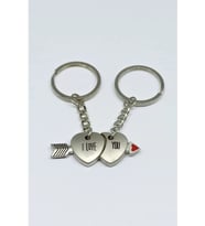 Mıknatıslı Birleşen Metal Mini Kalpler Çiftli İkili Love Aşk  Anahtarlık (Çok Renkli)