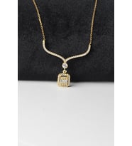 Baget Kolye Zirkon Taşlı 925 Ayar Gümüş Zincir Kolye (Gold)