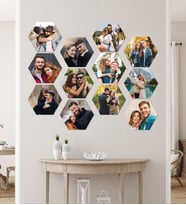 Kişiye Özel 12 Fotoğraflı Altıgen Mdf Tablo