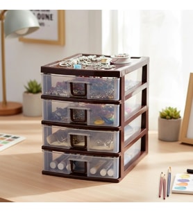 Mini 4 Çekmeceli Komidin Organizer (Çok Renkli)