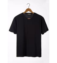 Erkek Bisiklet Yaka Oversize Rahat Kalıp Basic T-Shirt 22Y-3400761-1 Siyah