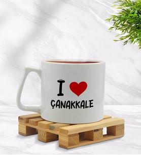 BK Gift I Love Çanakkale Tasarımlı Middle Beyaz Kupa Bardak